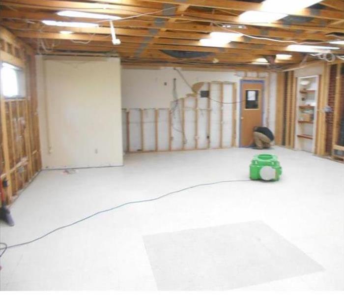 A picture of the same basement remodeling after mold remediation.